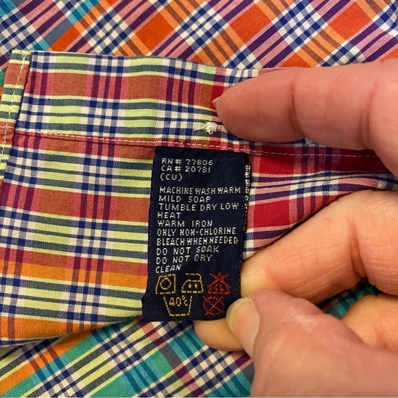 Vtg Tommy Hilfiger Rainbow Plaid Checkered Button‎ Down Dress Shirt Mens XL 90s - Picture 6 of 10